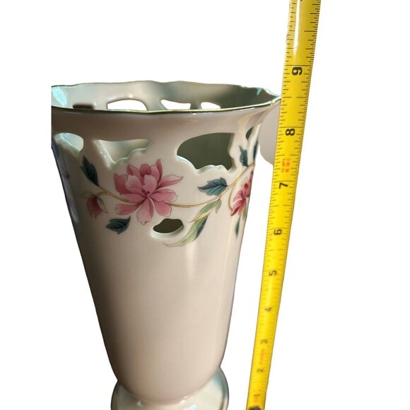 Vintage Lenox 8.5" Porcelain Vase Gold Rimmed - Picture 3 of 6